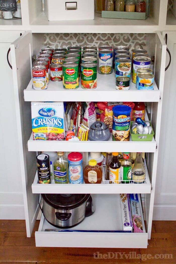 Slide-Out Shelves Under the Counter #pantry #storage #organization #decorhomeideas