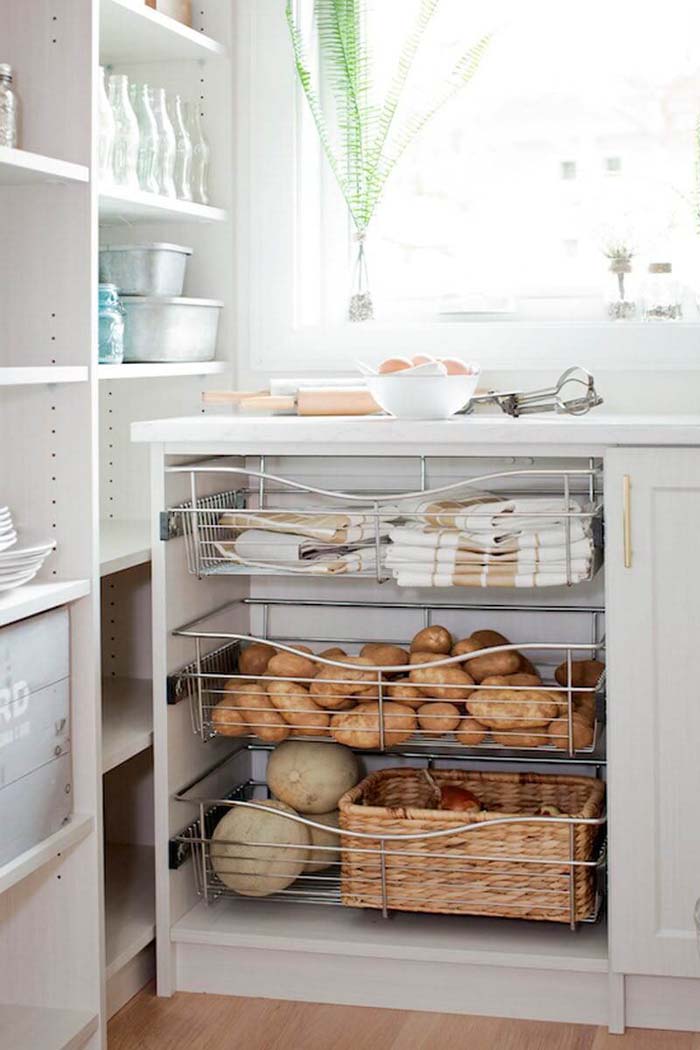 Sliding Wire Drawers Under the Counter #pantry #storage #organization #decorhomeideas