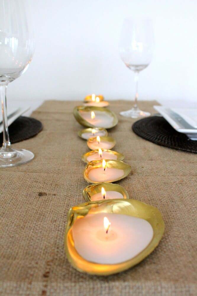 Spray Painted Seashell Candles #diy #seashell #decor #decorhomeideas