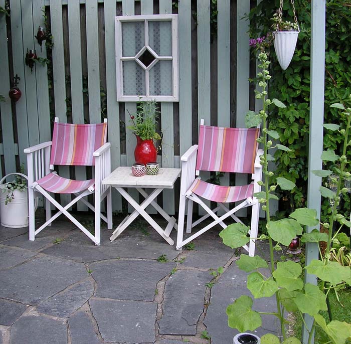 Stained Glass Window over a Seating Area #old #window #garden #decorhomeideas