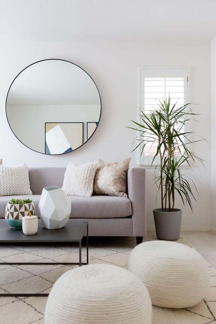 Stylish Circular Mirror #wall #decor #sofa #decorhomeideas