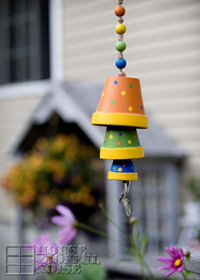 Terracotta Flower Pot Wind Chime #flowerpot #clay #garden #decorhomeideas