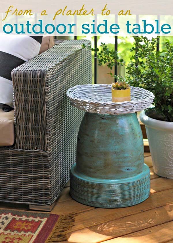 Terracotta Side Table #flowerpot #clay #garden #decorhomeideas