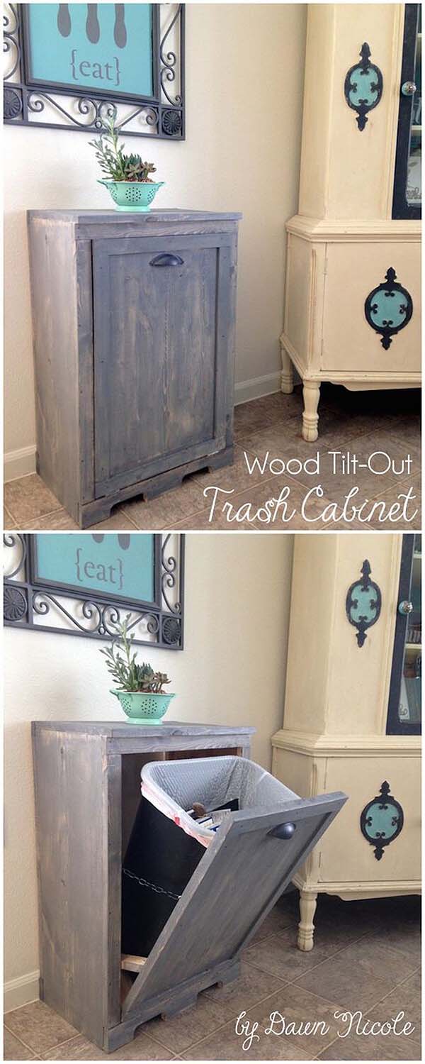 Trash Can Cabinet #reclaimed #wood #projects #decorhomeideas