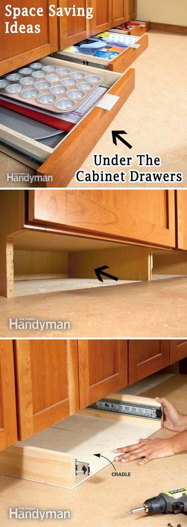 Under-Cabinet Drawers #hideaway #projects #decorhomeideas