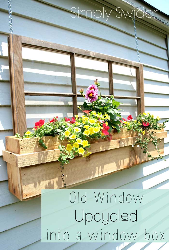 Upcycled Window Frame Box Planter #old #window #garden #decorhomeideas