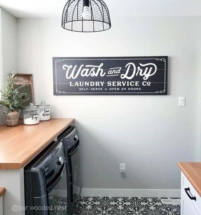 Vintage Wash and Dry Sign #laundry #vintage #decor #decorhomeideas