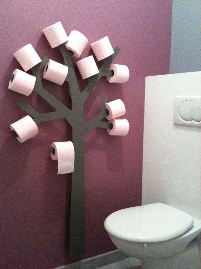Wall Art Toilet Paper Tree #diy #toliet #holder #decorhomeideas