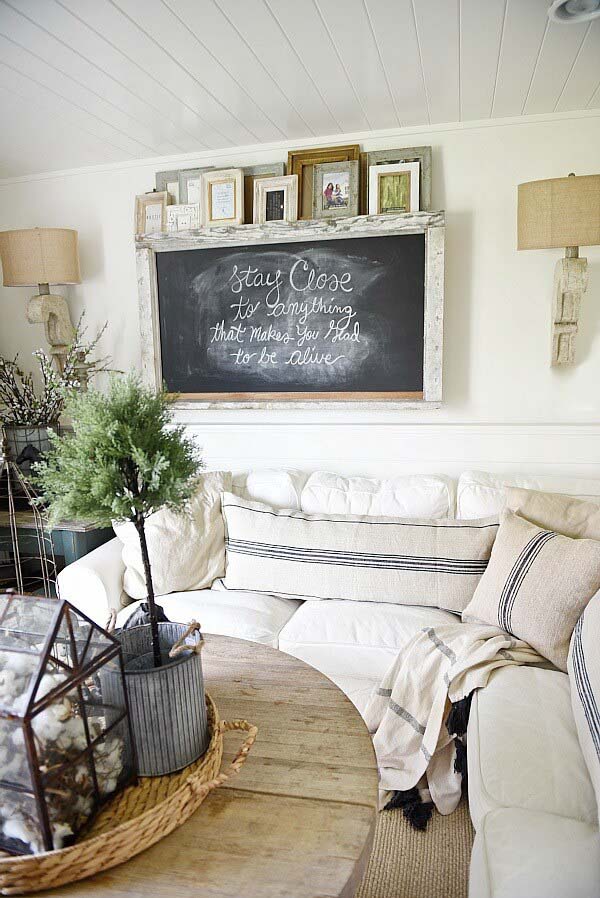 Wall Mounted Chalkboard #wall #decor #sofa #decorhomeideas