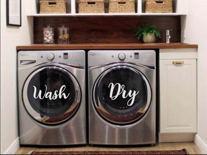 Wash and Dry Vinyl Decals #laundry #vintage #decor #decorhomeideas