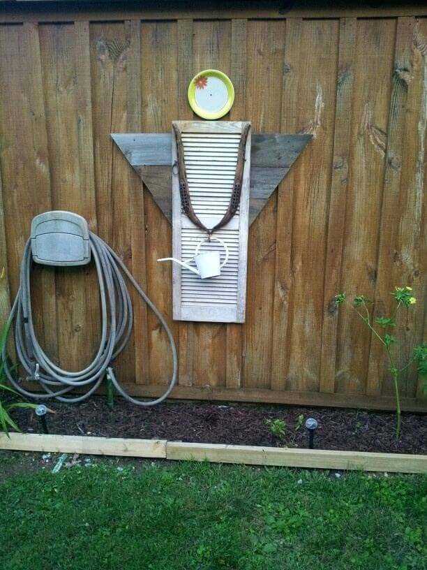 Watering Can Angel #shutter #repurpose #decor #decorhomeideas