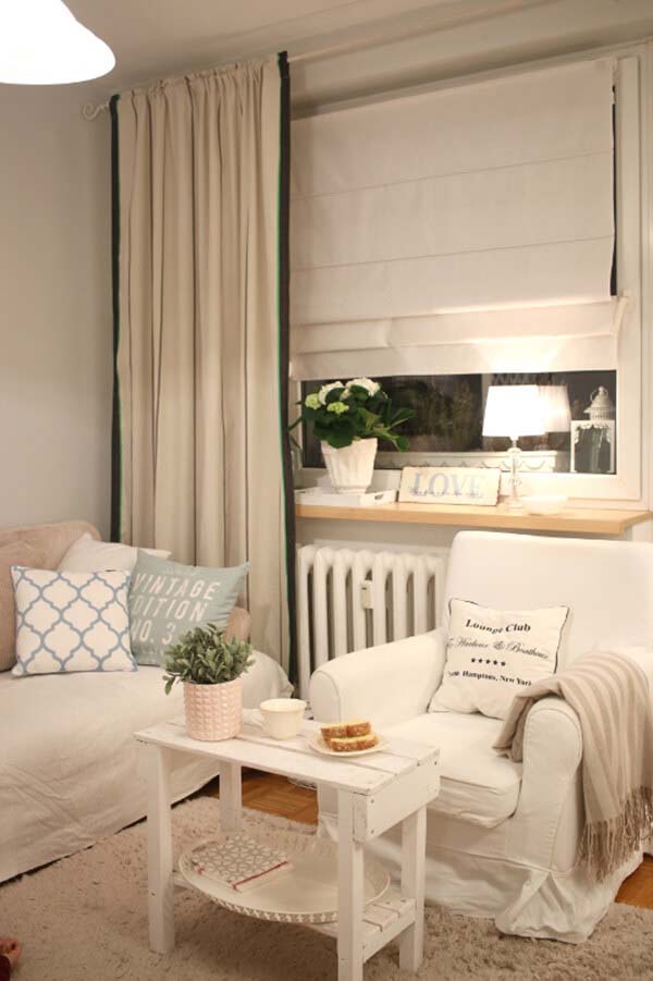 White and Beige Small Living Room Design Idea #livingroom #design #decorhomeideas