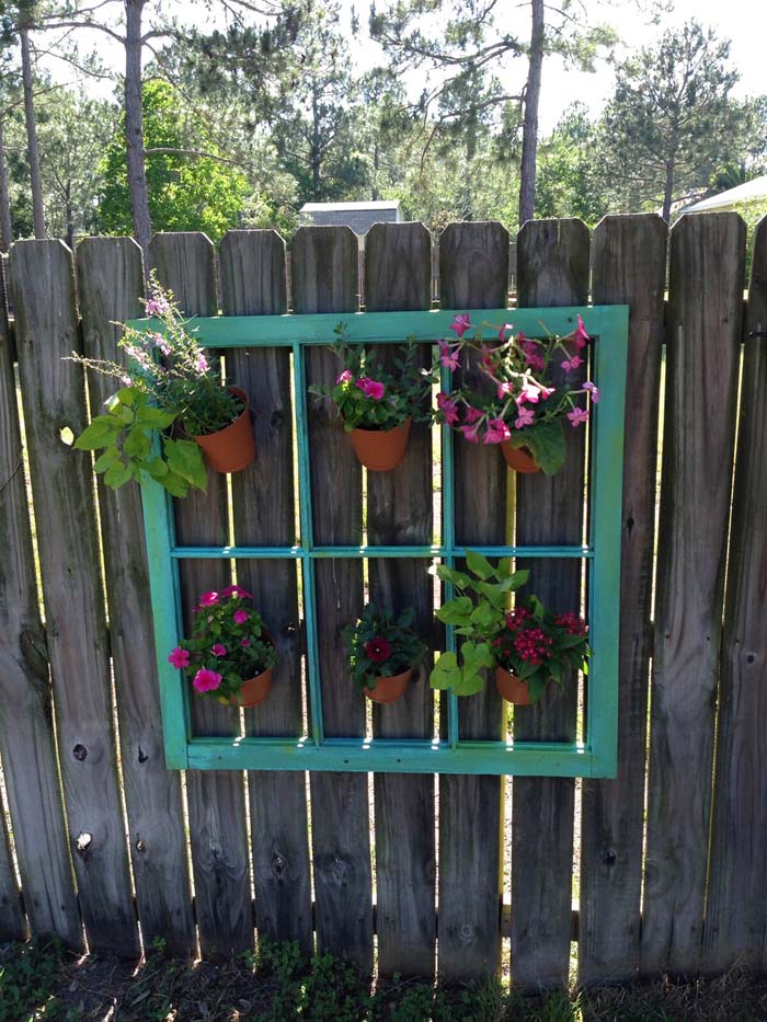 Window Frame for Hanging Plant Pots #old #window #garden #decorhomeideas