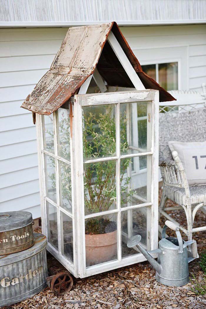 DIY Window Greenhouse #old #window #garden #decorhomeideas