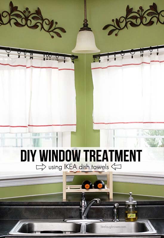 DIY Window Treatment With IKEA Dish Towels #diy #window #treatment #decorhomeideas