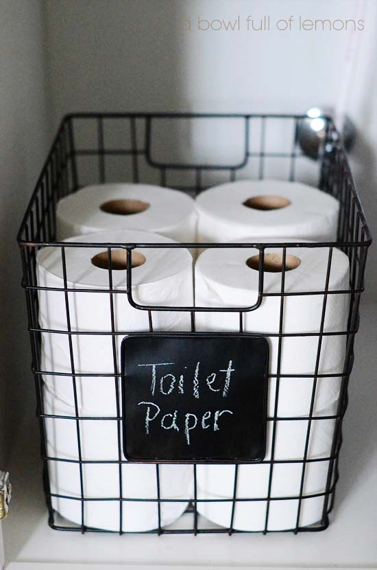 Wire Storage Basket with Chalkboard Label #diy #toliet #holder #decorhomeideas