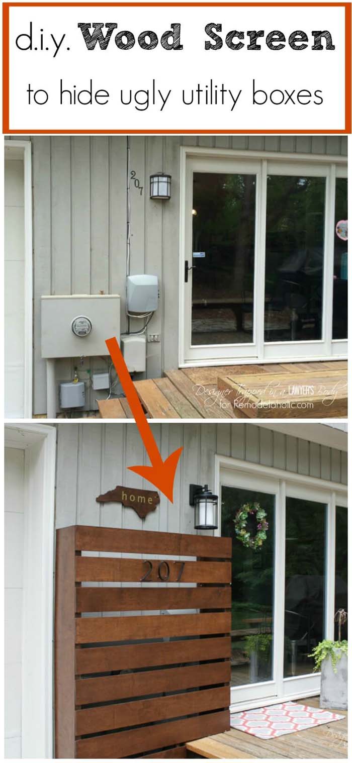 DIY Wood Screen To Hide Utility Boxes #outdoor #hiding #ideas #decorhomeideas