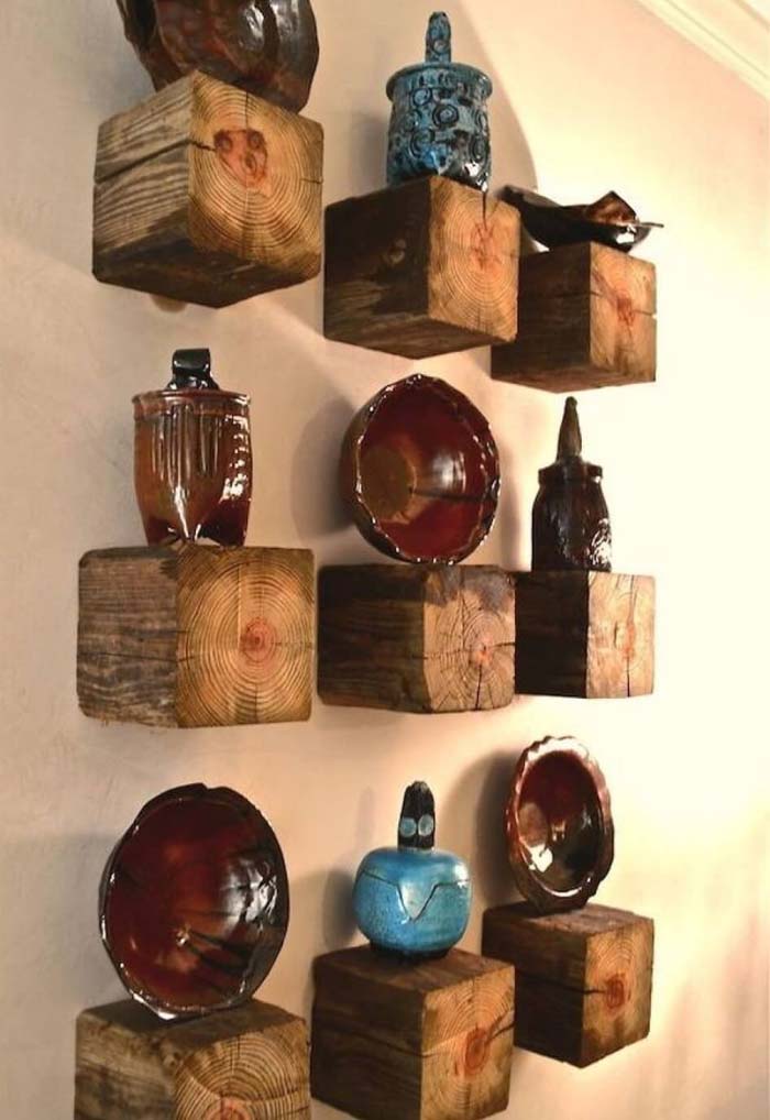 Wooden Cube Tiered Shelving #reclaimed #wood #projects #decorhomeideas