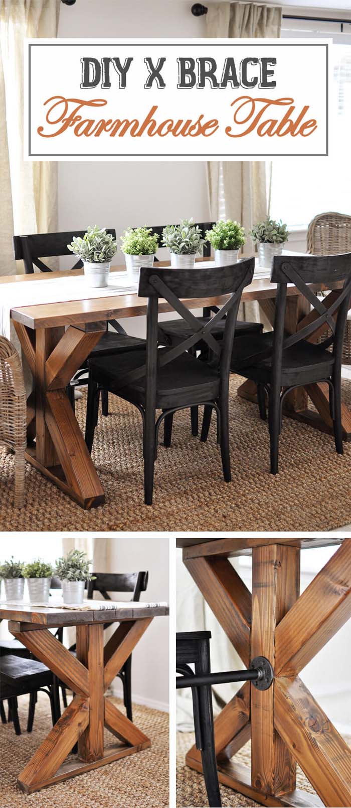 X Brace Farmhouse Table #diy #farmhouse #table #decorhomeideas