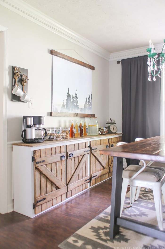 Barn Door Sideboard for Continental Breakfasts #diningroom #storage #decorhomeideas