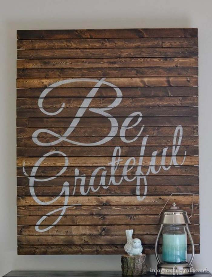 Be Grateful Pallet Art #diy #pallet #sign #decorhomeideas