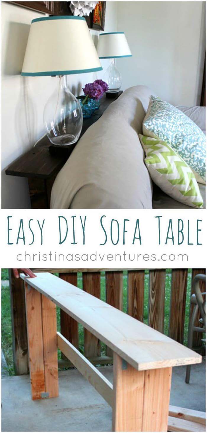 Beginner Friendly Simple 2×4 Sofa Table #spacesaving #storage #organization #decorhomeideas