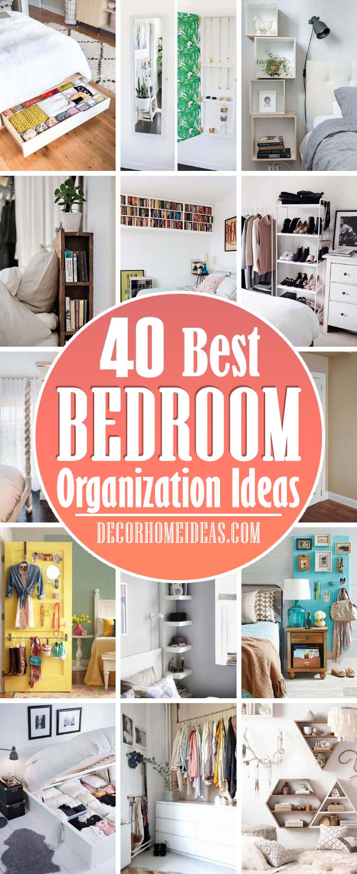 Best Bedroom Organization Ideas. Keep your bedroom neat and tidy at all times with easy tricks. Check out our 40 ideas for bedroom organization to optimize your space. #decorhomeideas