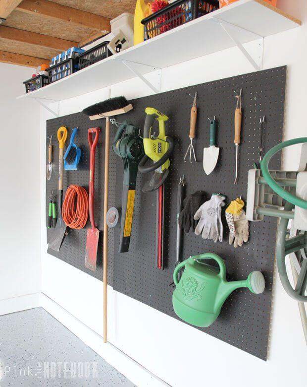 Black Pegboard Wall #garage #organization #declutter #decorhomeideas