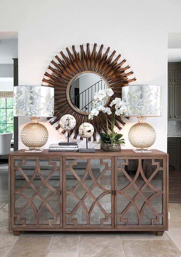 Bronze Sunburst and Mirrored Cabinets #mirror #decoration #decorhomeideas