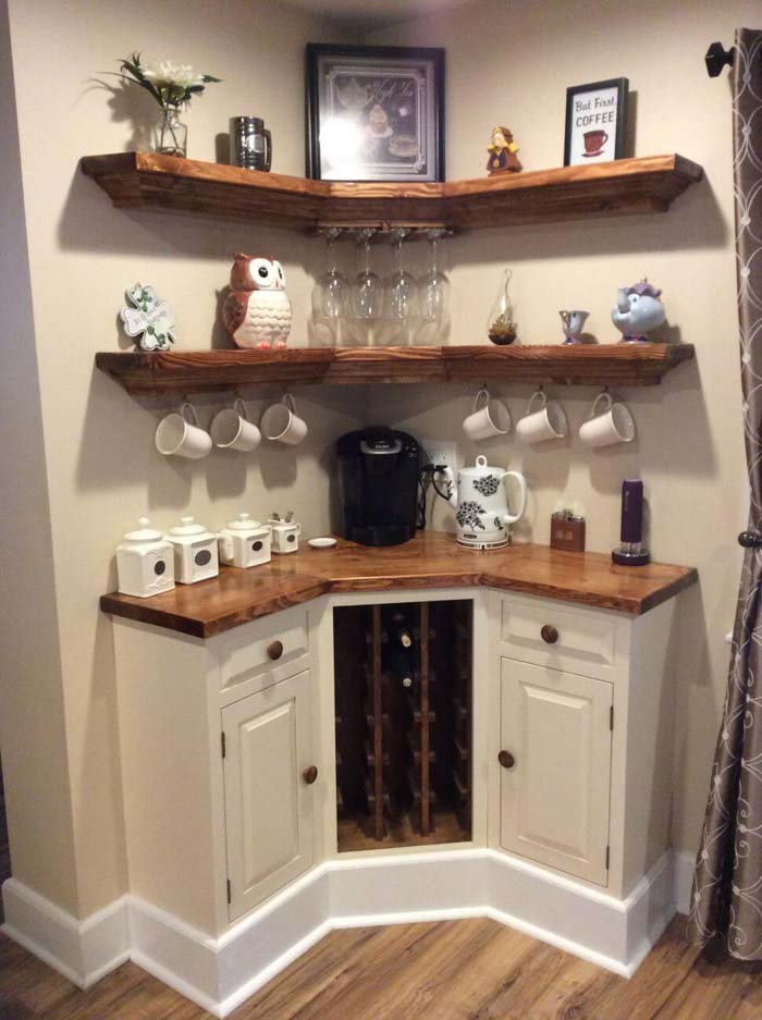 Corner Coffee Station Idea #storage #corner #organization #decorhomeideas