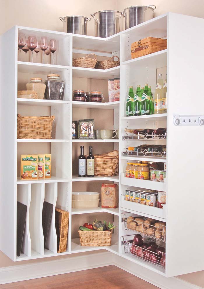 Corner Storage Idea for the Pantry Organization #storage #corner #organization #decorhomeideas