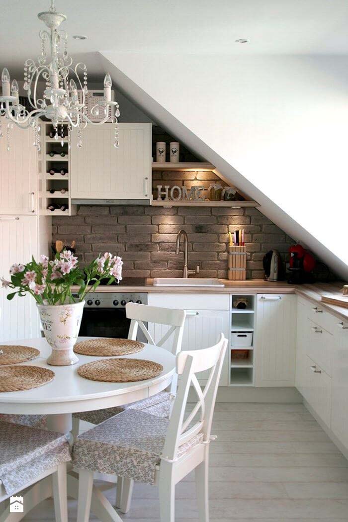Cozy Shelves in a Unique Space #small #kitchen #design #decorhomeideas
