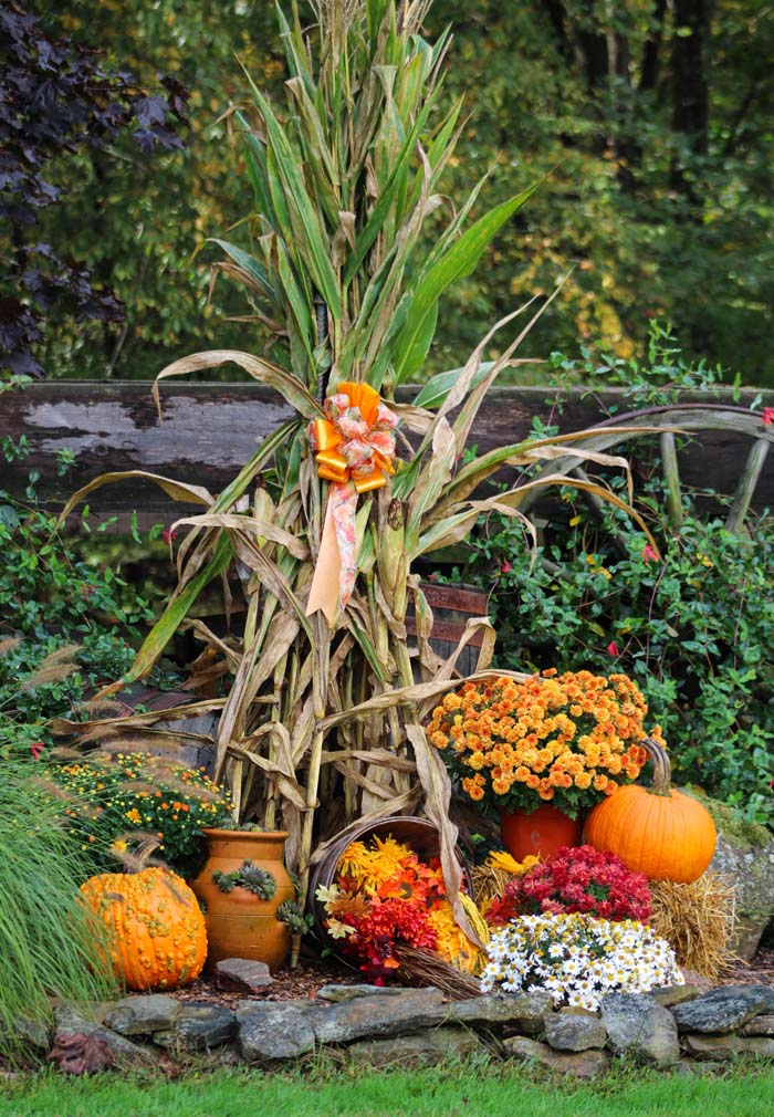 Decorate for Fall with Towering Corn Stalks #fall #garden #decoration #decorhomeideas