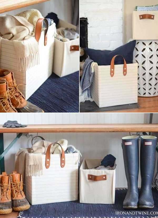 DIY Belt Strap Bin #diy #fabric #organizers #storage #decorhomeideas