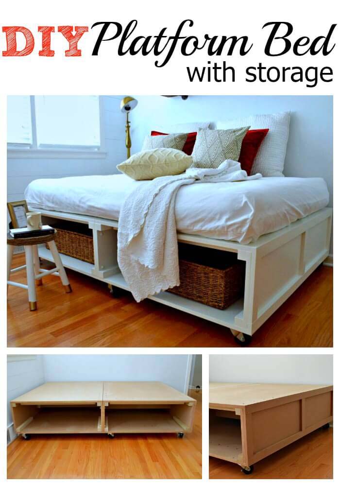 DIY Platform Bed With Storage #bedroom #storage #organization #decorhomeideas