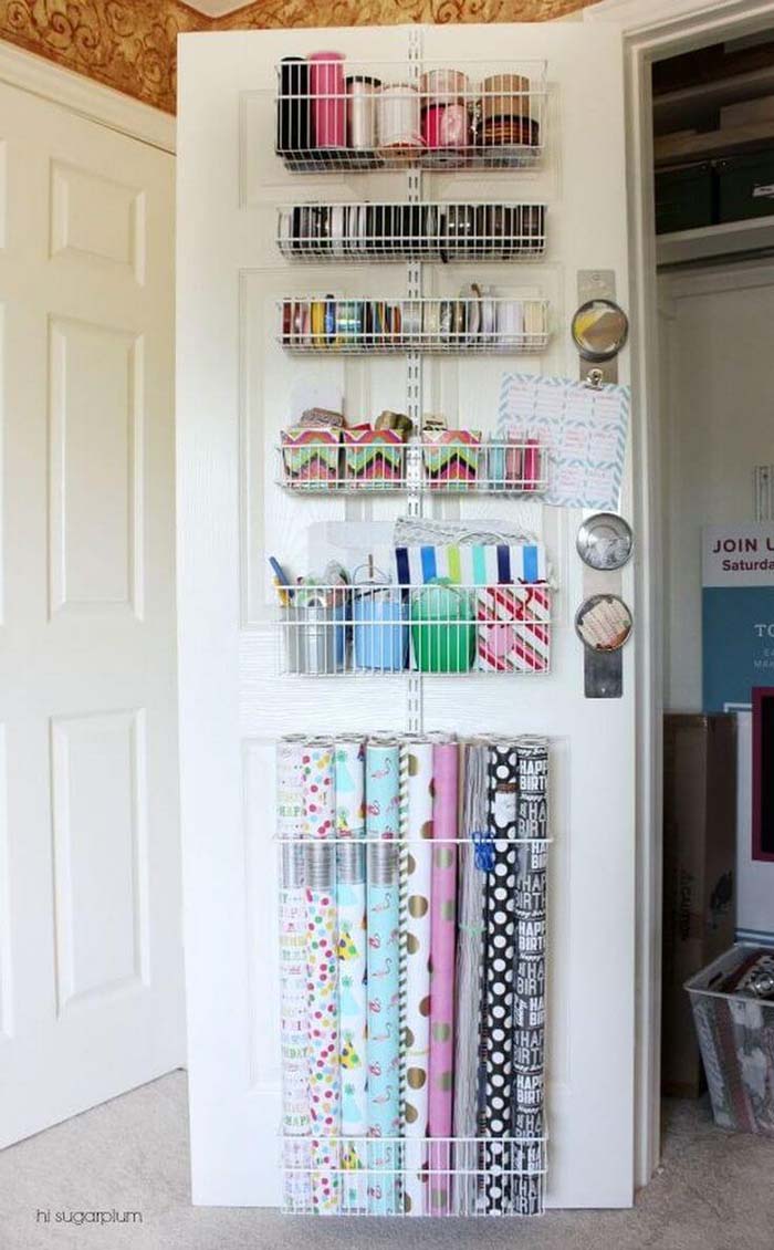 Drawer Hanging Gift Wrapping Station #spacesaving #storage #organization #decorhomeideas