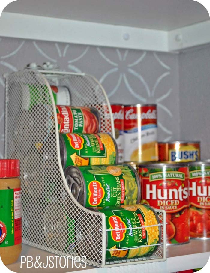 Easy Canned Good Pyramid Dispenser #dollarstore #storage #organization #decorhomeideas