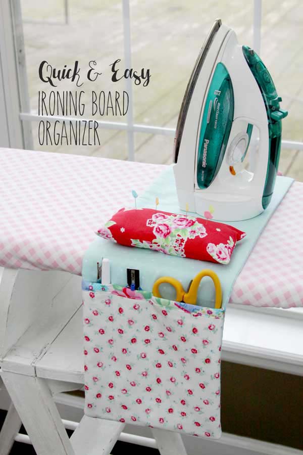 Easy DIY Ironing Board Organizer #diy #fabric #organizers #storage #decorhomeideas