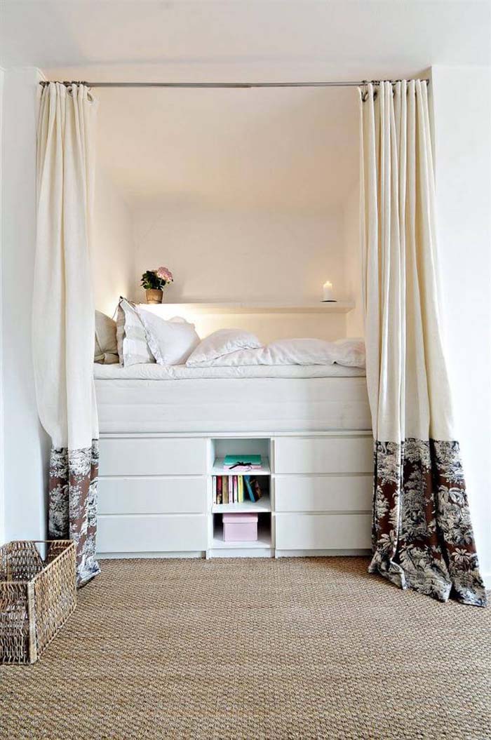 Elevated Bed With Multi Layer Storage #bedroom #storage #organization #decorhomeideas