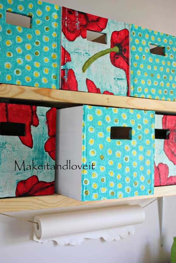 Fabric Bins with Handle Openings #diy #fabric #organizers #storage #decorhomeideas