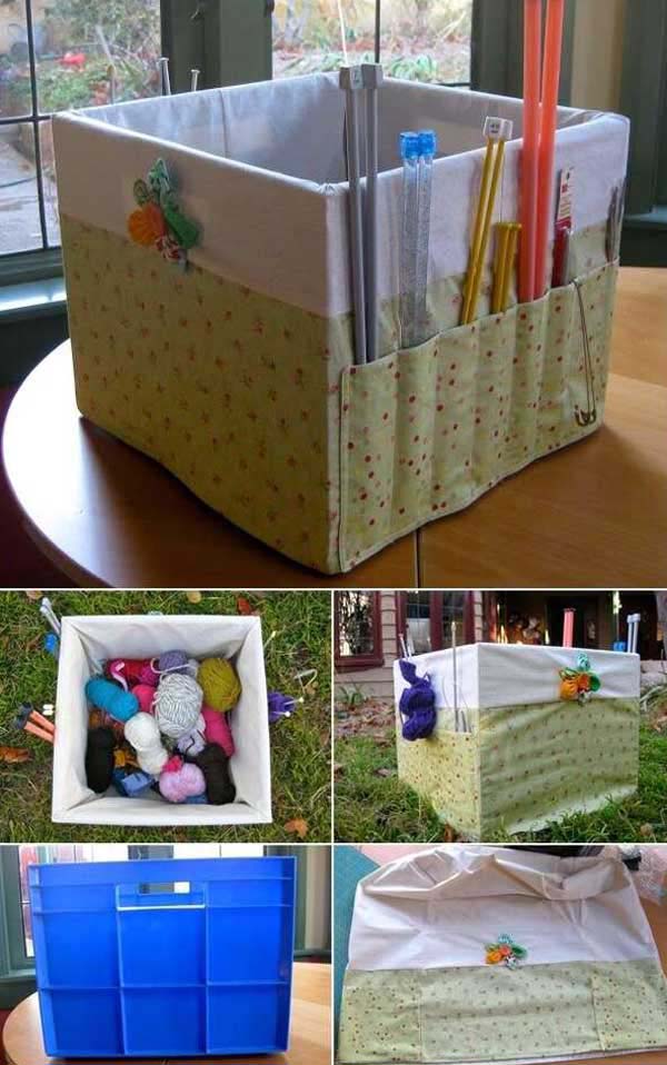 A Fabric Covered Milk Crate Bin #diy #fabric #organizers #storage #decorhomeideas