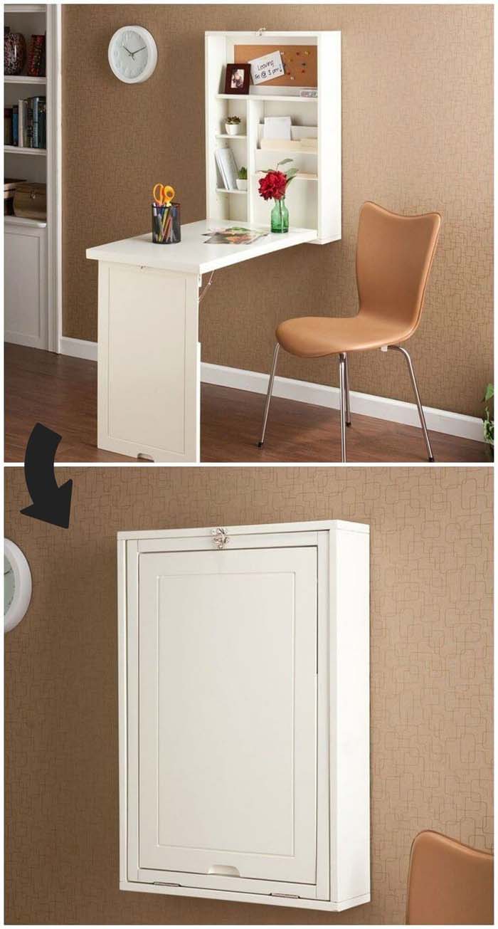 Foldaway Desk in a 3×2 Cabinet #spacesaving #storage #organization #decorhomeideas