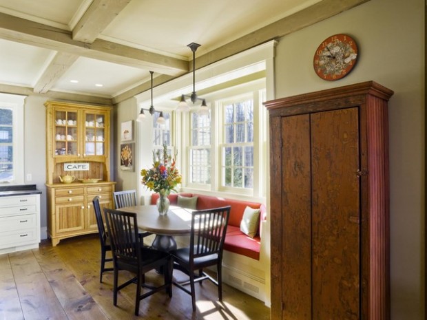 French Country Kitchen Interior With Bench #kitchen #bench #decorhomeideas