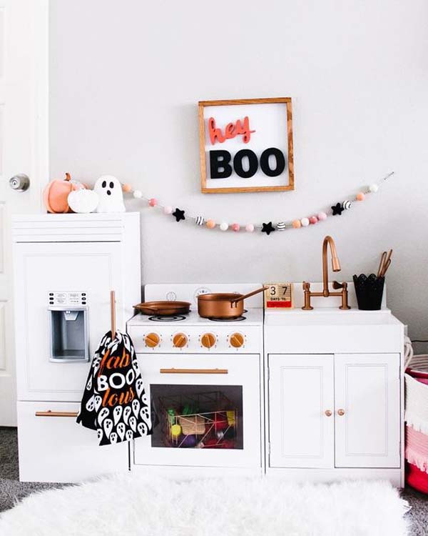 Fun Halloween Play Kitchen Ideas #halloween #kidsroom  #nursery #decorhomeideas