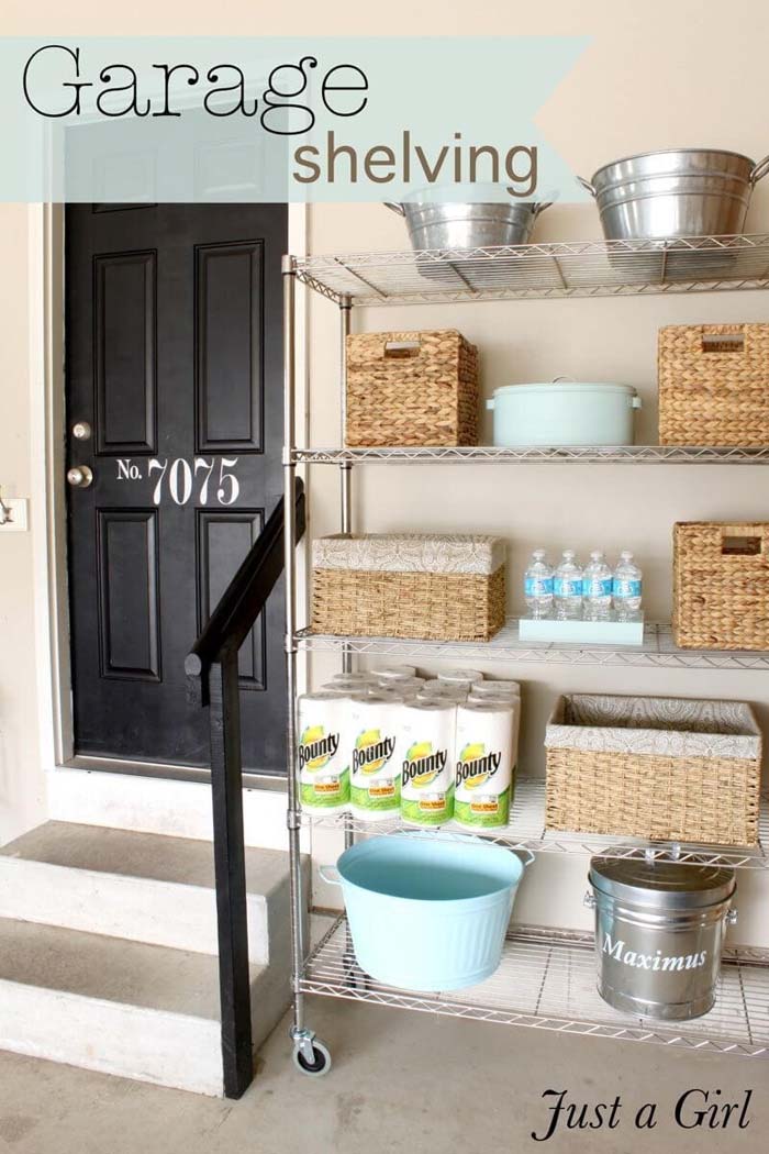 Garage Shelving Can Be Pretty Too #garage #organization #declutter #decorhomeideas