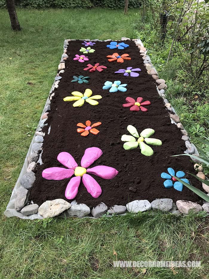 Garden Decor Painted Rock Flowers 7