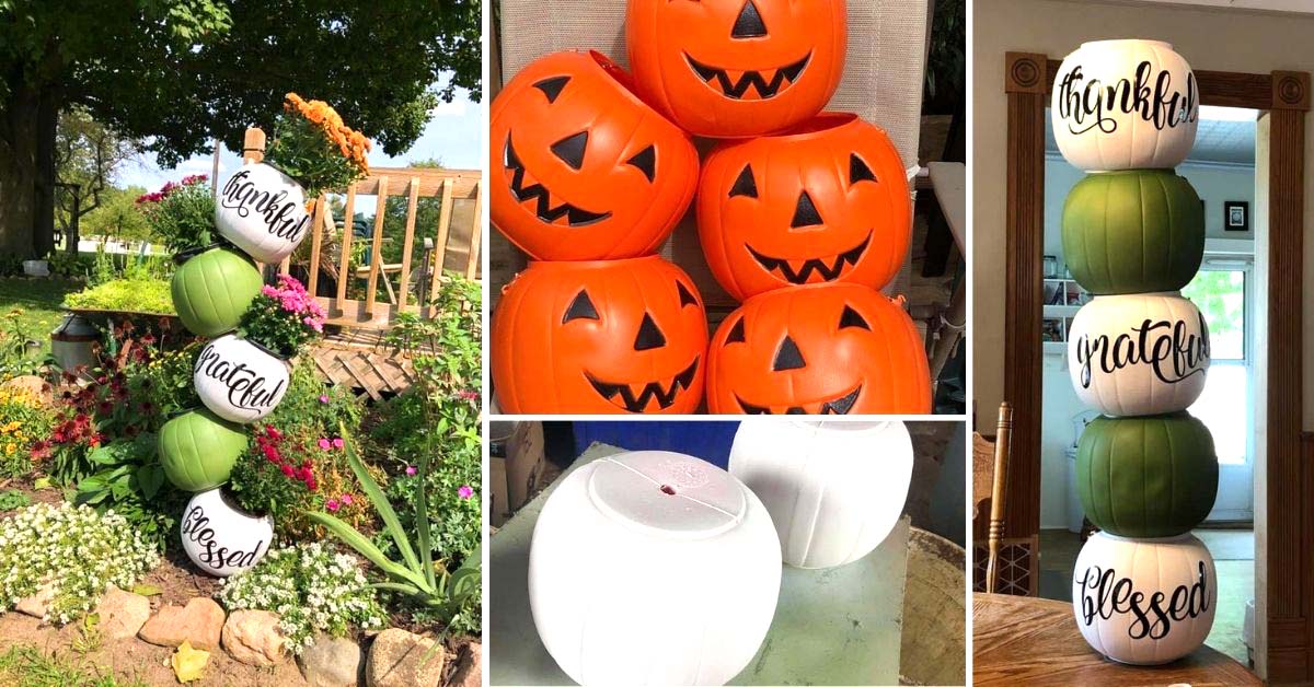 Halloween Pumpkin Buckets To Garden Decor