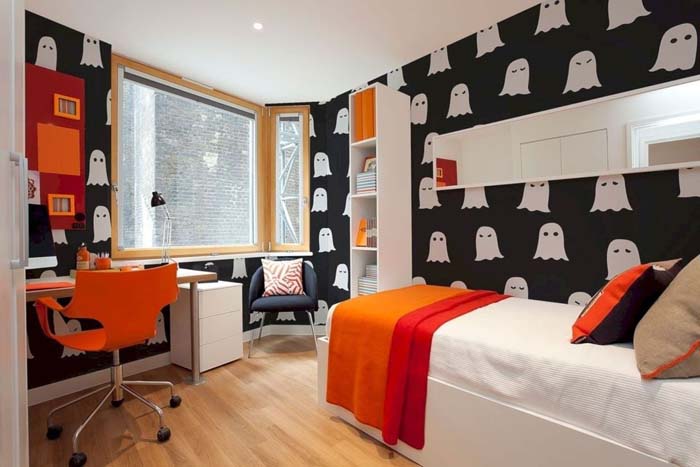 Halloween Wallpaper Kids Bedroom Design #halloween #kidsroom  #nursery #decorhomeideas