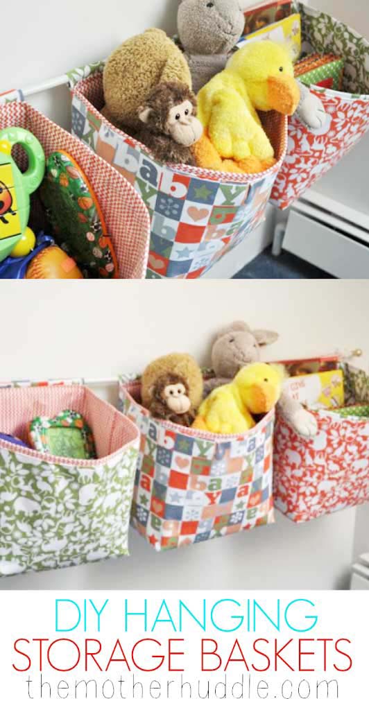 Hanging Storage Baskets #diy #fabric #organizers #storage #decorhomeideas