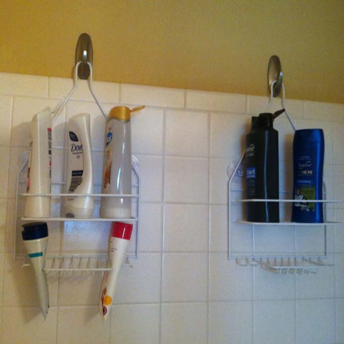 His and Hers Shower Organizers #dollarstore #storage #organization #decorhomeideas